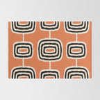 Mid Century Modern Atomic Rings Pattern 239 Black Beige and Orange Rug Gallery Image 2