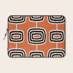 Mid Century Modern Atomic Rings Pattern 239 Black Beige and Orange Laptop Sleeve Gallery Image 1