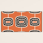 Mid Century Modern Atomic Rings Pattern 239 Black Beige and Orange Desk Mat Gallery Image 3