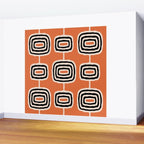 Mid Century Modern Atomic Rings Pattern 239 Black Beige and Orange Wall Mural Gallery Image 2