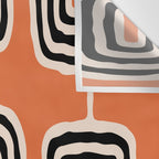 Mid Century Modern Atomic Rings Pattern 239 Black Beige and Orange Wall Tapestry Gallery Image 3