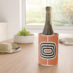 Mid Century Modern Atomic Rings Pattern 239 Black Beige and Orange Wine Chiller Gallery Image 4