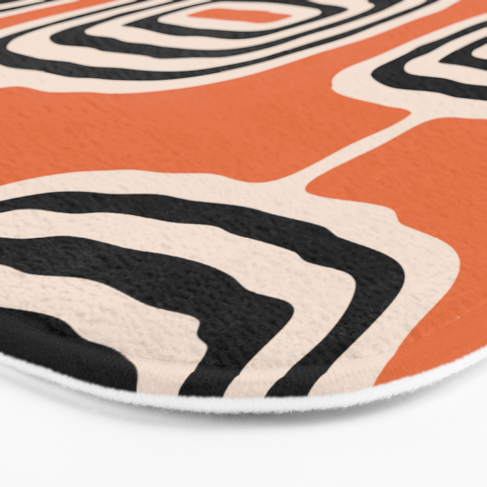 Mid Century Modern Atomic Rings Pattern 239 Black Beige and Orange Bath Mat Gallery Image 3