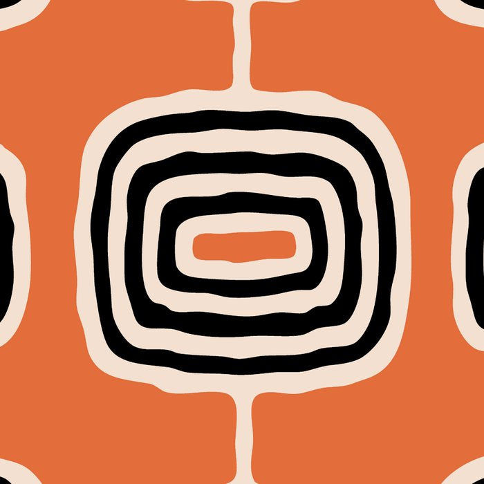 Mid Century Modern Atomic Rings Pattern 239 Black Beige and Orange Coffee Mug Gallery Image 2