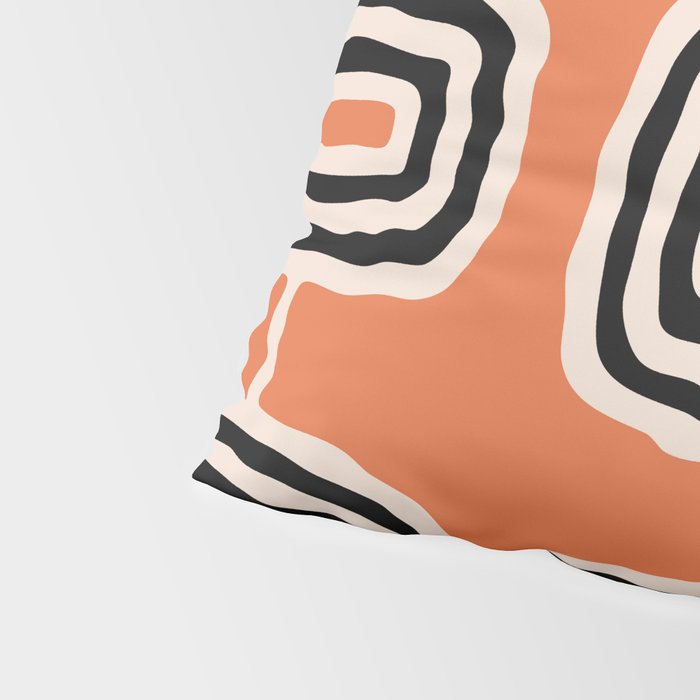 Mid Century Modern Atomic Rings Pattern 239 Black Beige and Orange Pillow Sham Gallery Image 4