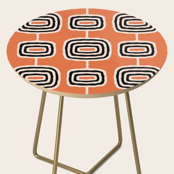 Mid Century Modern Atomic Rings Pattern 239 Black Beige and Orange Side Table Gallery Image 2