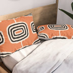 Mid Century Modern Atomic Rings Pattern 239 Black Beige and Orange Pillow Sham Gallery Image 2