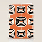 Mid Century Modern Atomic Rings Pattern 239 Black Beige and Orange Stationery Card Gallery Image 2