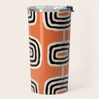 Mid Century Modern Atomic Rings Pattern 239 Black Beige and Orange Travel Mug Gallery Image 2