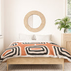 Mid Century Modern Atomic Rings Pattern 239 Black Beige and Orange Duvet Cover Gallery Image 3