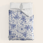 Blue and White Watercolor Florals Duvet Cover Gallery Image 6