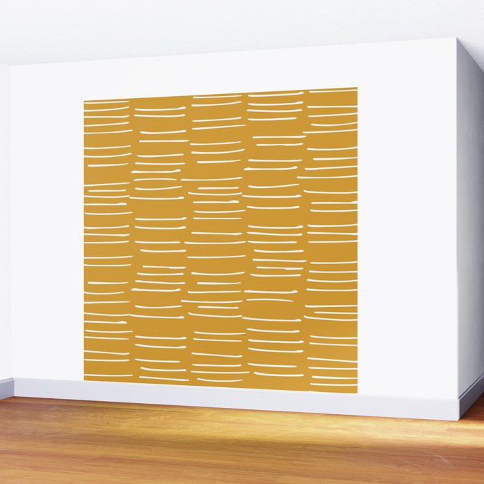 Abstract Stripes on Yellow Wall Mural Gallery Image 2