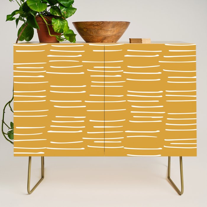 Abstract Stripes on Yellow Credenza Gallery Image 1