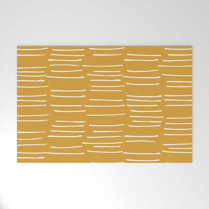 Abstract Stripes on Yellow Welcome Mat Gallery Image 1