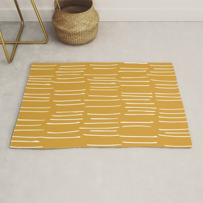 Abstract Stripes on Yellow Rug Gallery Image 1