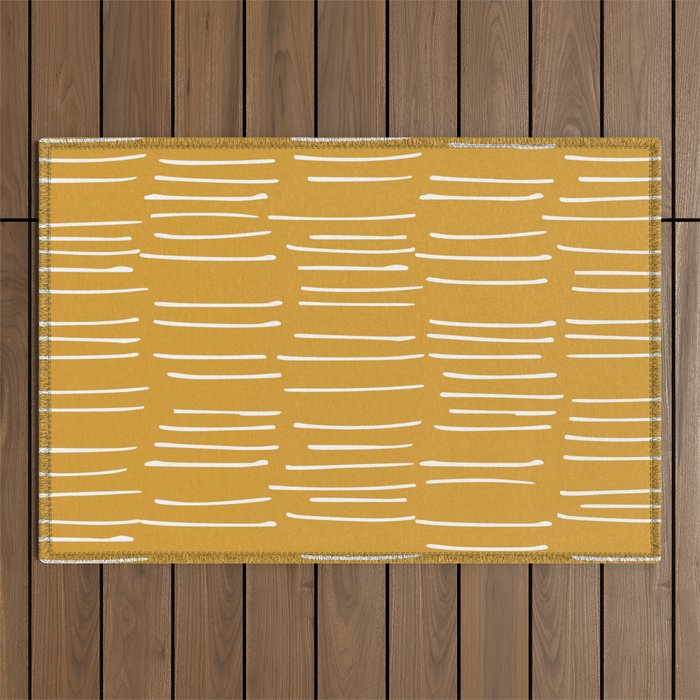 Abstract Stripes on Yellow Outdoor Rug Gallery Image 1