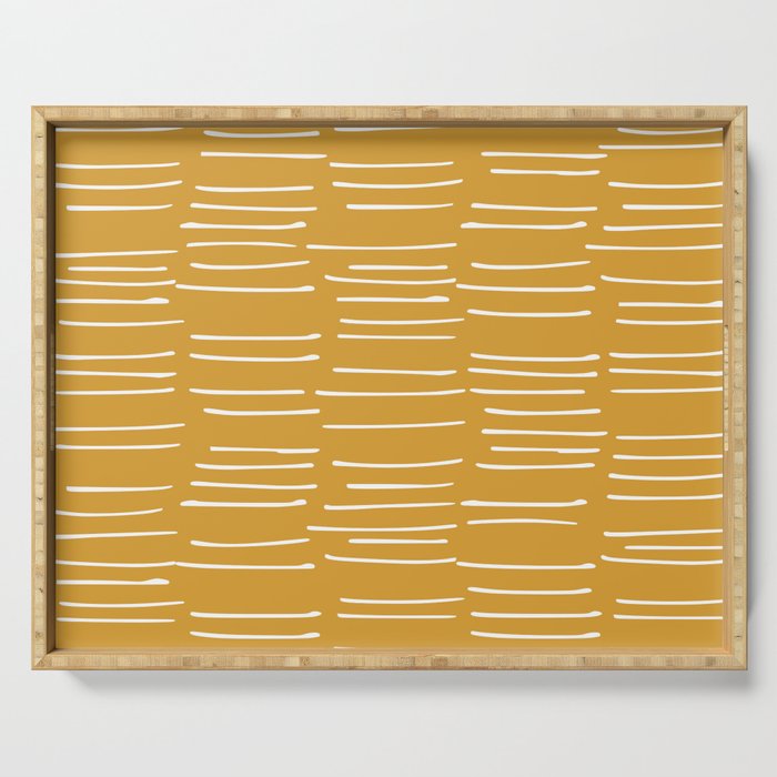Abstract Stripes on Yellow Serving Tray Gallery Image 1