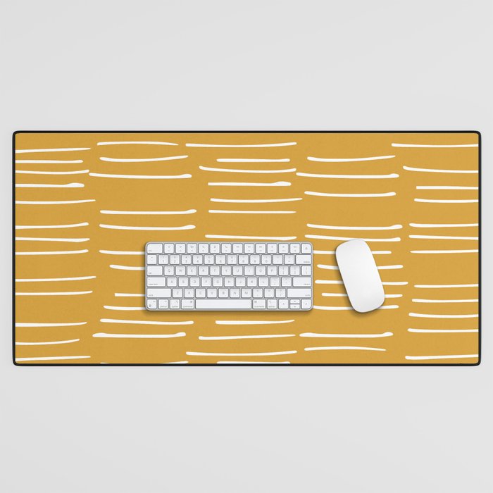 Abstract Stripes on Yellow Desk Mat Gallery Image 1