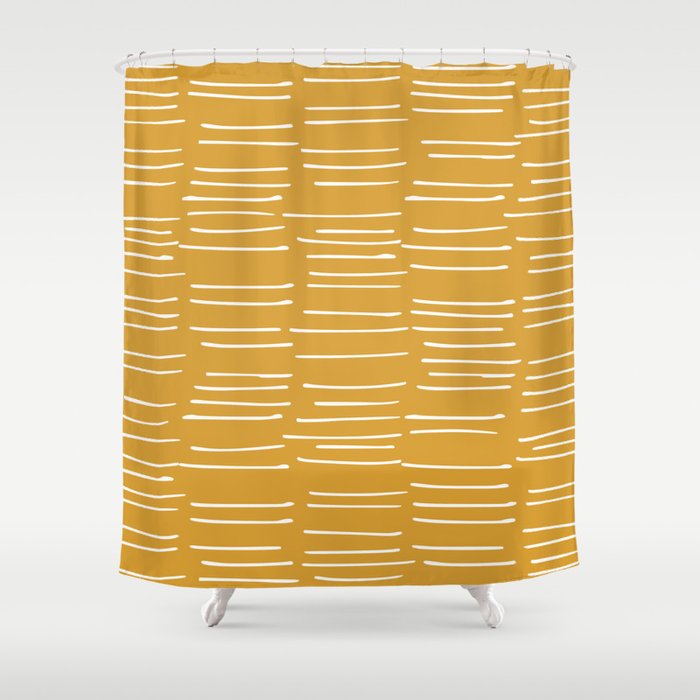Abstract Stripes on Yellow Shower Curtain Gallery Image 1