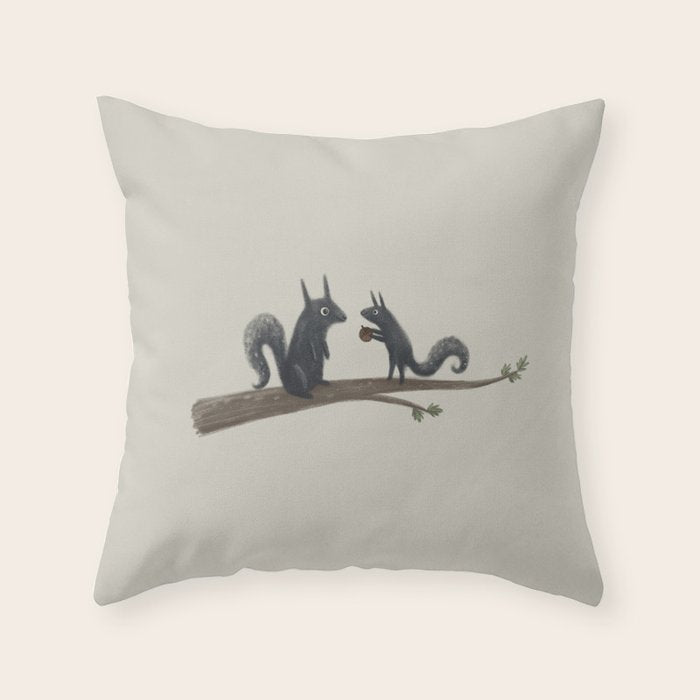 Autumn Squirrels Throw Pillow Gallery Image 6