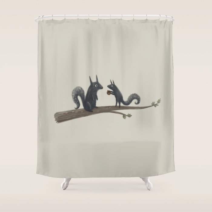 Autumn Squirrels Shower Curtain Gallery Image 1