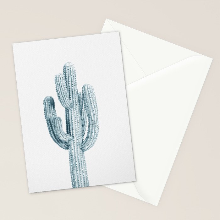 Cactus in Blue, Modern Cacti Stationery Card Gallery Image 2