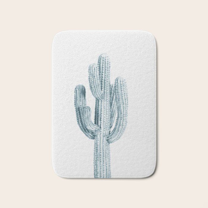 Cactus in Blue, Modern Cacti Bath Mat Gallery Image 1