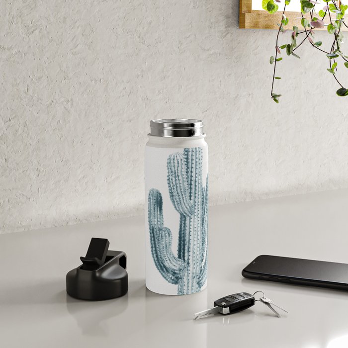 Cactus in Blue, Modern Cacti Water Bottle Gallery Image 4