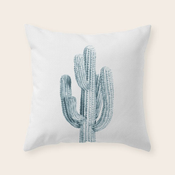 Cactus in Blue, Modern Cacti Throw Pillow Gallery Image 6