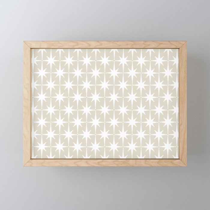 Midcentury Modern Atomic Starburst Pattern in Beige and White  Mini Art Print Gallery Image 1