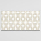 Midcentury Modern Atomic Starburst Pattern in Beige and White  Desk Mat Gallery Image 3