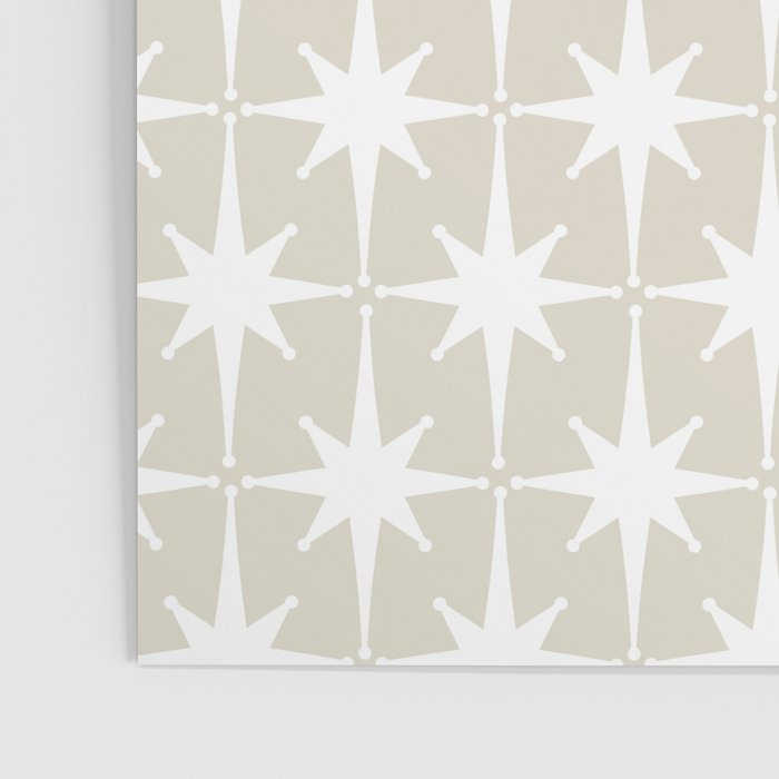 Midcentury Modern Atomic Starburst Pattern in Beige and White  Poster Gallery Image 3