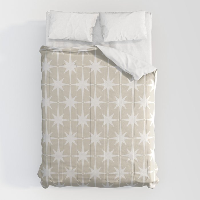 Midcentury Modern Atomic Starburst Pattern in Beige and White  Comforter Gallery Image 6