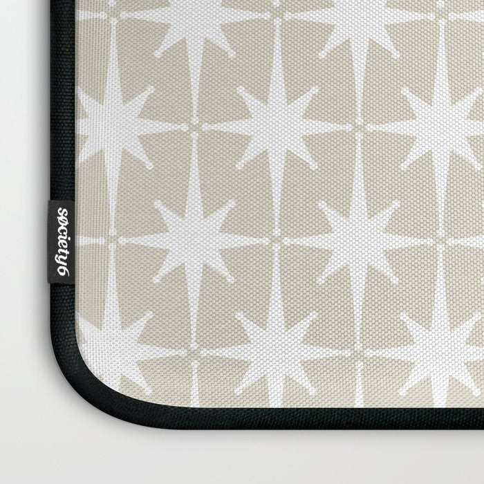 Midcentury Modern Atomic Starburst Pattern in Beige and White  Laptop Sleeve Gallery Image 3