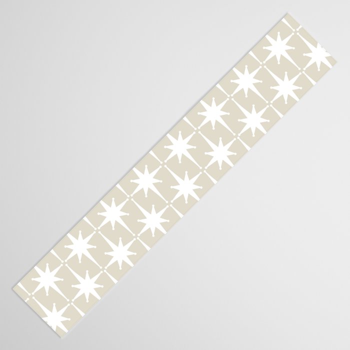 Midcentury Modern Atomic Starburst Pattern in Beige and White  Table Runner Gallery Image 3