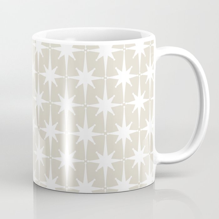 Midcentury Modern Atomic Starburst Pattern in Beige and White  Coffee Mug Gallery Image 1