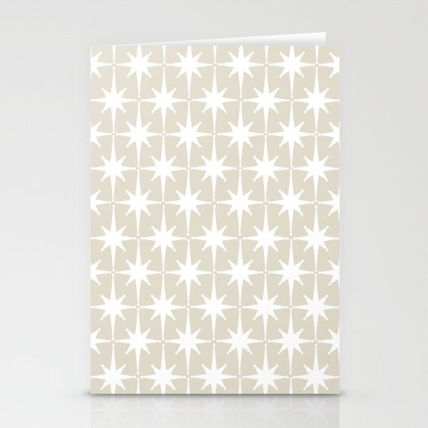 Midcentury Modern Atomic Starburst Pattern in Beige and White  Stationery Card Gallery Image 1