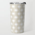 Midcentury Modern Atomic Starburst Pattern in Beige and White  Travel Mug Gallery Image 2