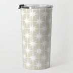 Midcentury Modern Atomic Starburst Pattern in Beige and White  Travel Mug Gallery Image 3