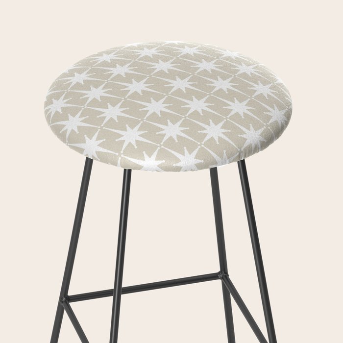 Midcentury Modern Atomic Starburst Pattern in Beige and White  Stool Gallery Image 2