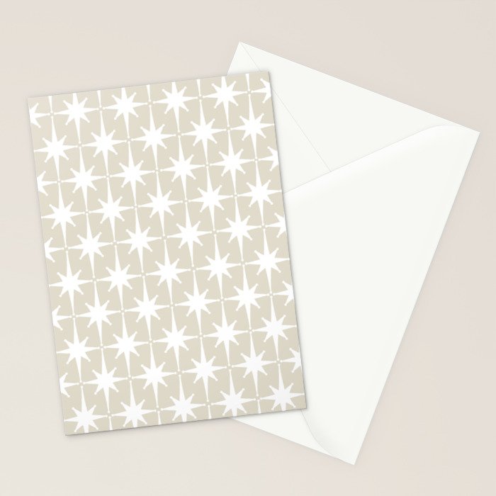Midcentury Modern Atomic Starburst Pattern in Beige and White  Stationery Card Gallery Image 2