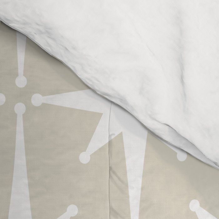 Midcentury Modern Atomic Starburst Pattern in Beige and White  Comforter Gallery Image 4