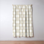 Midcentury Modern Atomic Starburst Pattern in Beige and White  Window Curtain Gallery Image 3