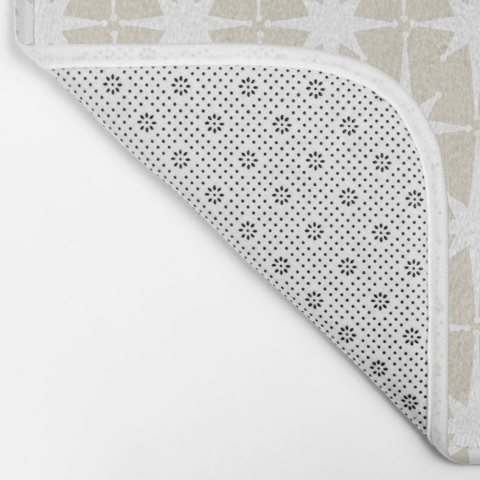 Midcentury Modern Atomic Starburst Pattern in Beige and White  Bath Mat Gallery Image 2