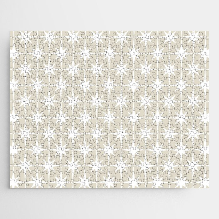 Midcentury Modern Atomic Starburst Pattern in Beige and White  Jigsaw Puzzle Gallery Image 1