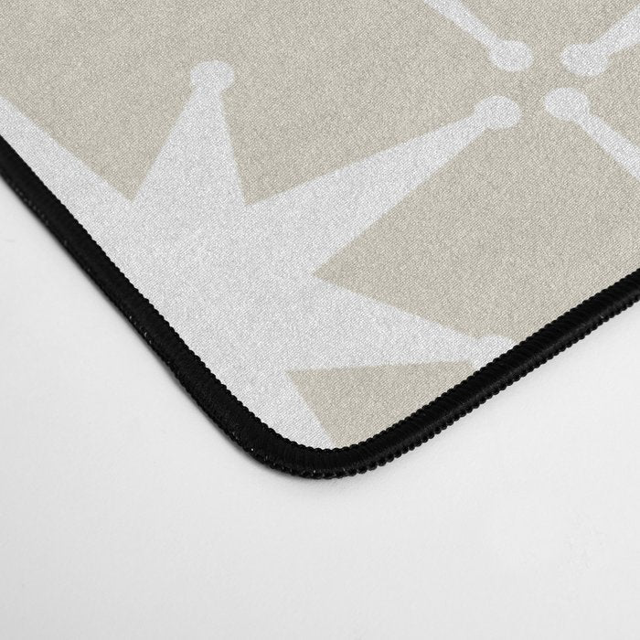 Midcentury Modern Atomic Starburst Pattern in Beige and White  Desk Mat Gallery Image 4
