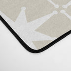 Midcentury Modern Atomic Starburst Pattern in Beige and White  Desk Mat Gallery Image 4