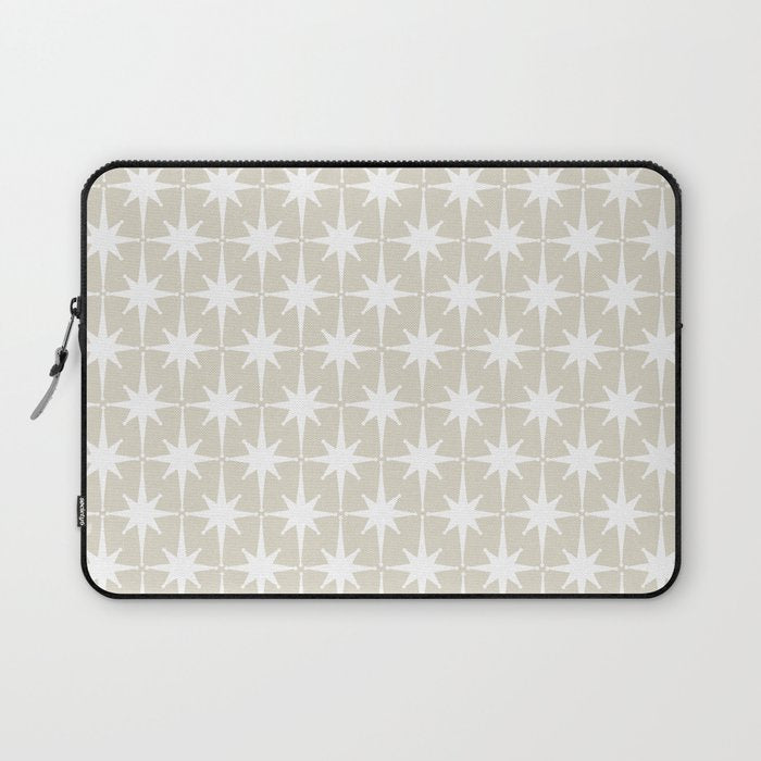 Midcentury Modern Atomic Starburst Pattern in Beige and White  Laptop Sleeve Gallery Image 1