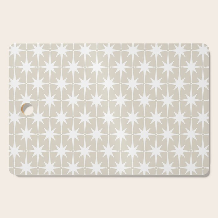 Midcentury Modern Atomic Starburst Pattern in Beige and White  Cutting Board Gallery Image 1
