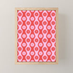 Retro Wavy Stripes with Flowers in Pink & Red Mini Art Print Gallery Image 1